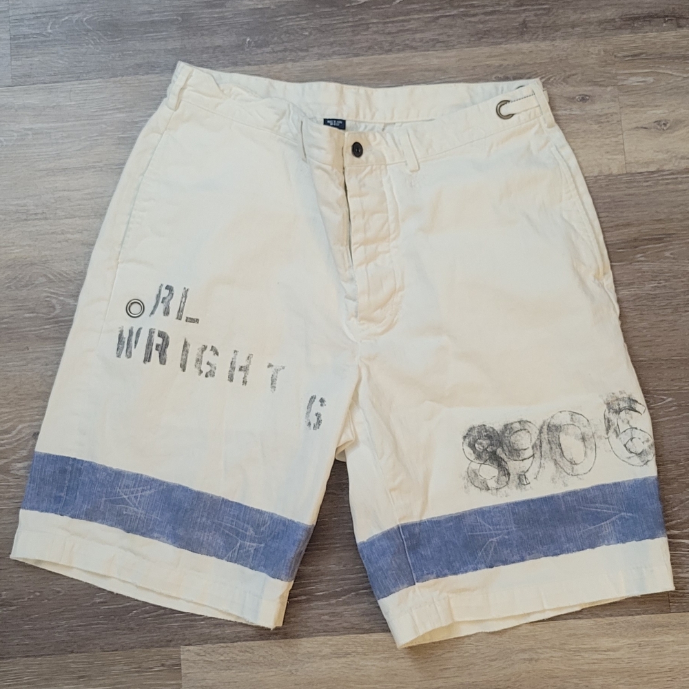 Tommy Hilfiger Men's Cream and Blue Shorts Nautical Pattern